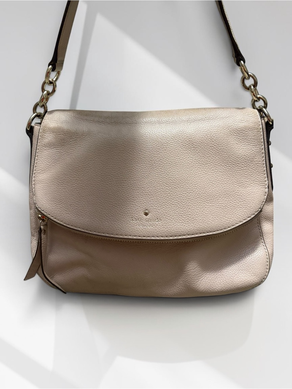 kate spade Pebble Leather Shoulder Bag in Light Beige